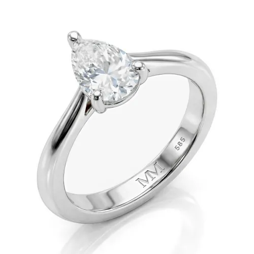 Larissa - Pear Solitaire Moissanite Ring