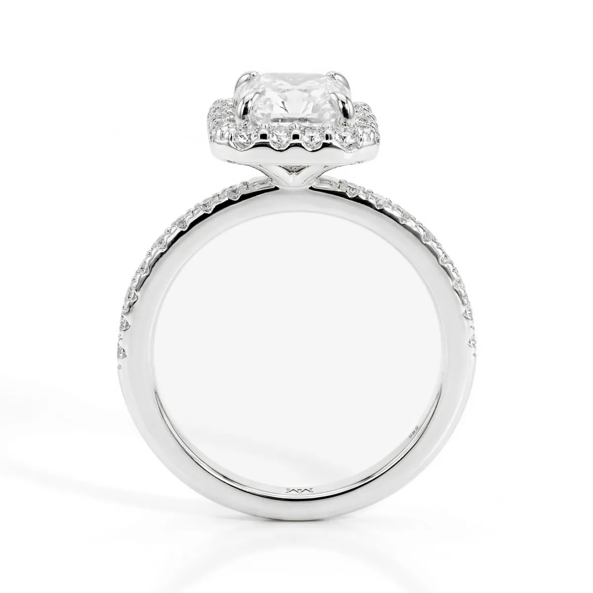 Esmeralda - Pierścionek Halo z Moissanitem | Szlif Szmaragdowy