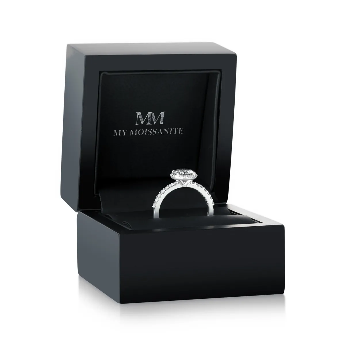 Glimmerette - Luksusowy Pierścionek Moissanitowy z Oprawą Halo i Akcentami Pavé