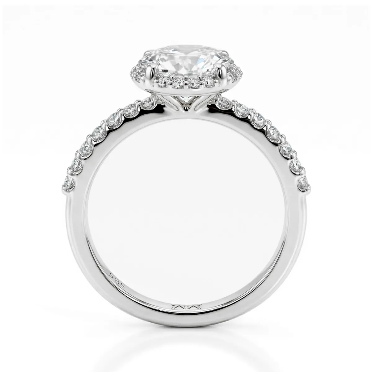 Glimmerette - Luksusowy Pierścionek Moissanitowy z Oprawą Halo i Akcentami Pavé