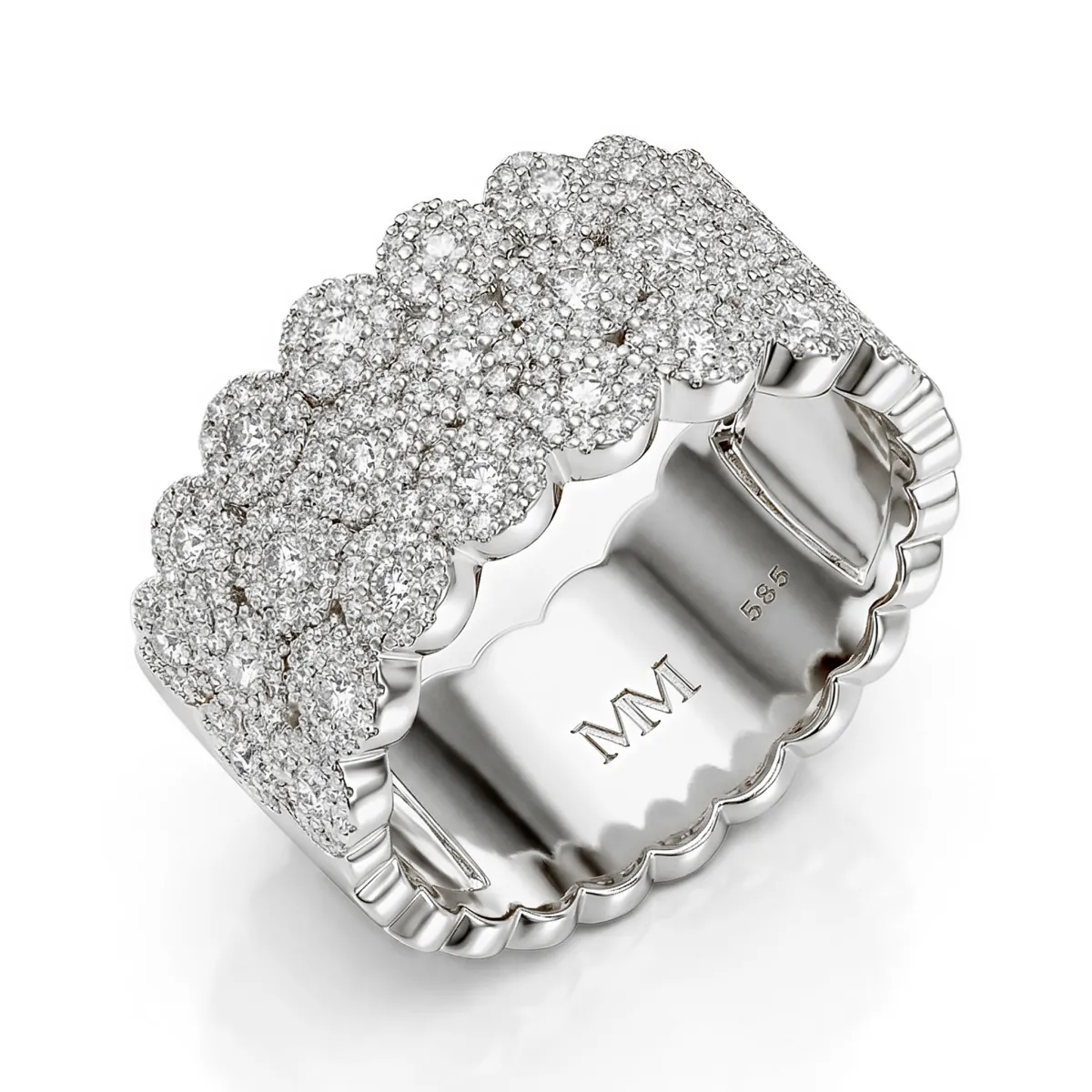 Cresta - Szeroki Pavé Moissanitowy Pierścionek Zaręczynowy