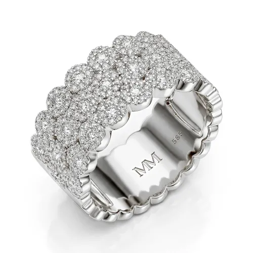 Cresta - Szeroki Pavé Moissanitowy Pierścionek Zaręczynowy