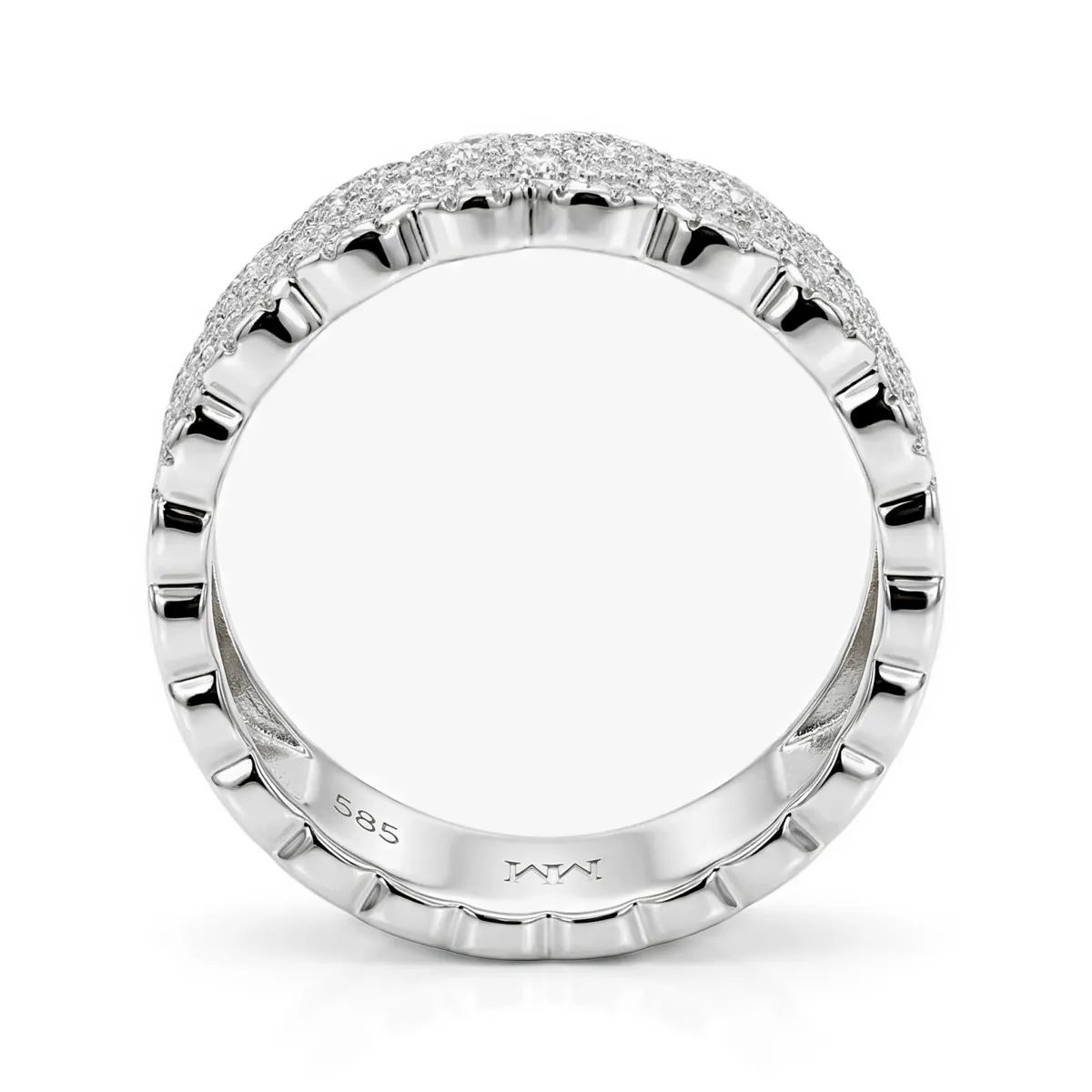 Cresta - Szeroki Pavé Moissanitowy Pierścionek Zaręczynowy