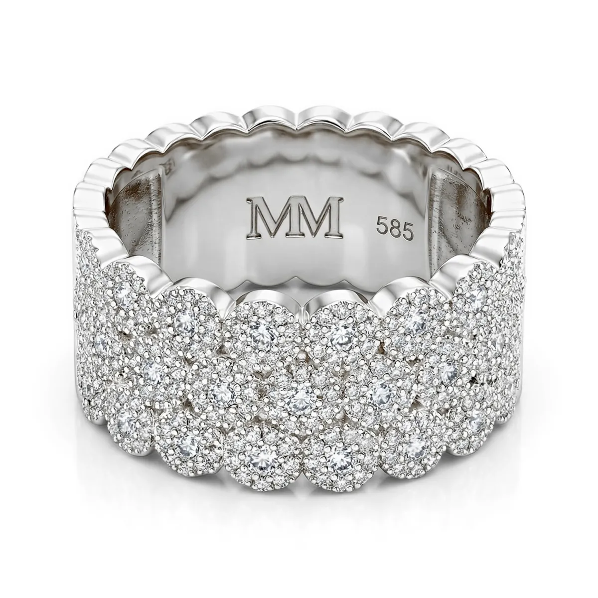 Cresta - Szeroki Pavé Moissanitowy Pierścionek Zaręczynowy