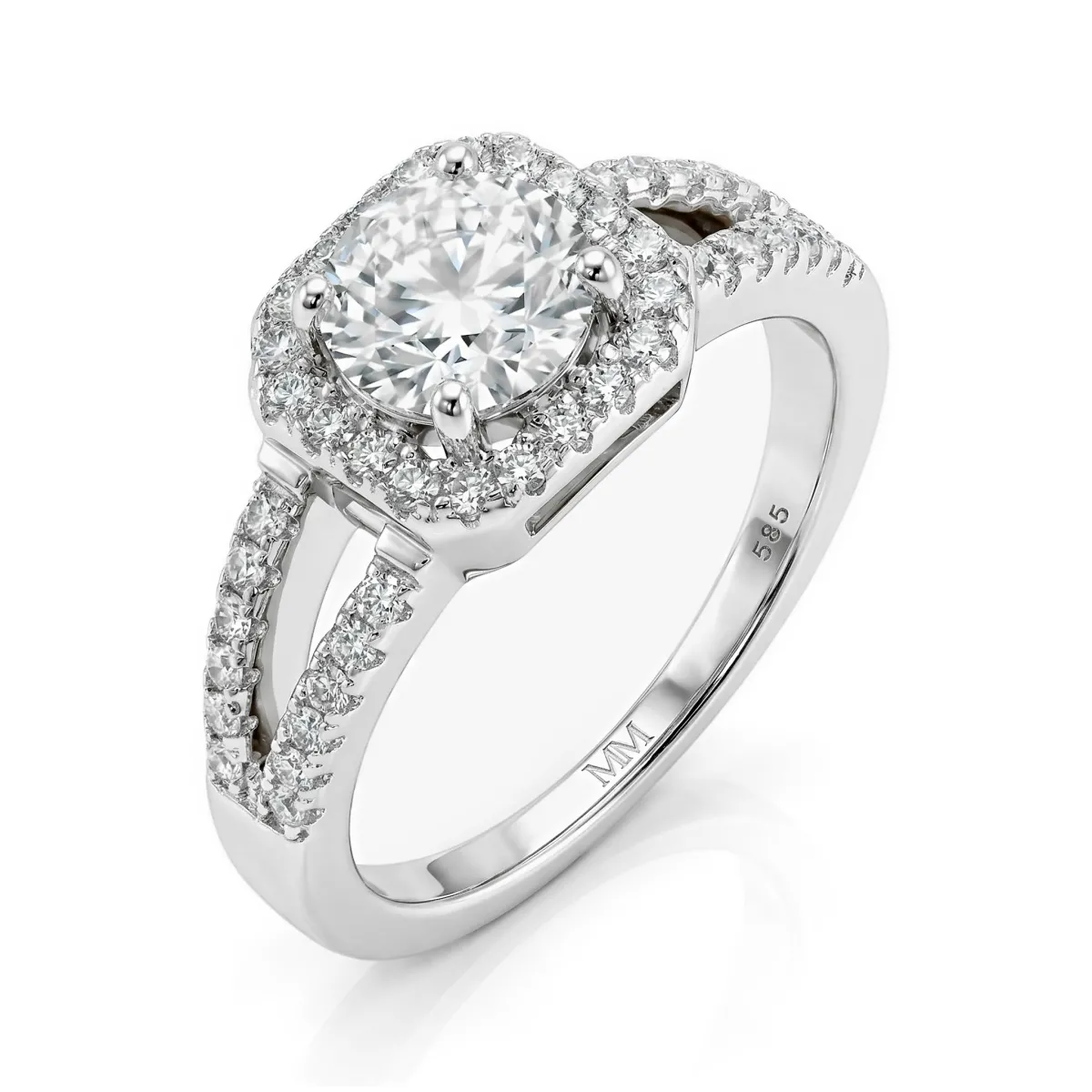 Evora - Pierścionek Halo z Moissanitem Split-Shank | My Moissanite
