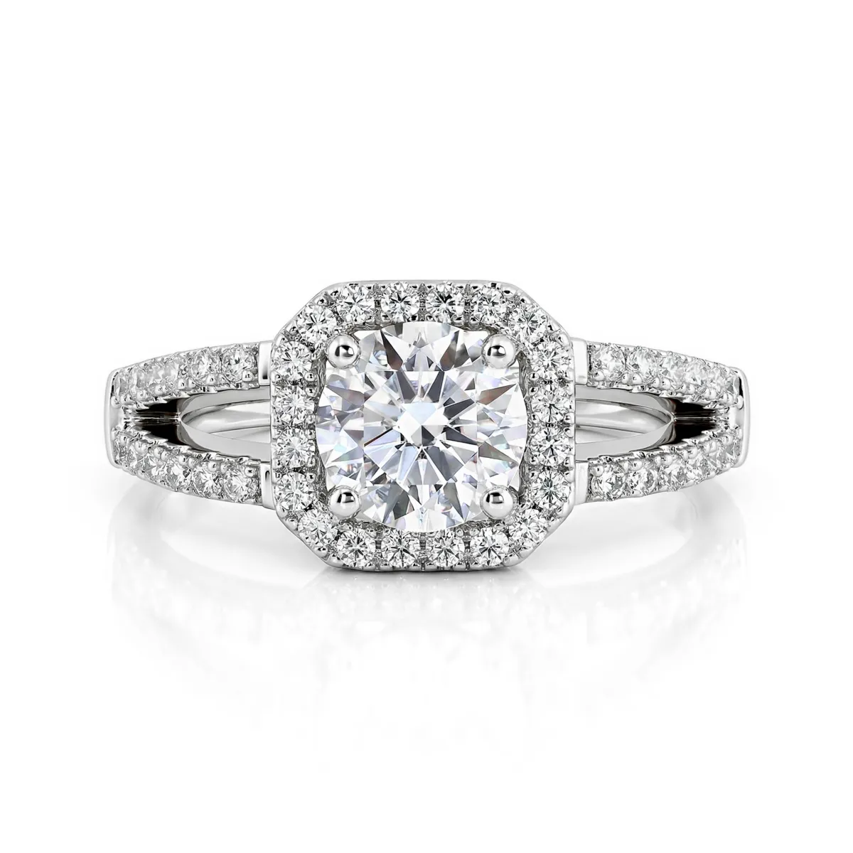 Evora - Pierścionek Halo z Moissanitem Split-Shank | My Moissanite