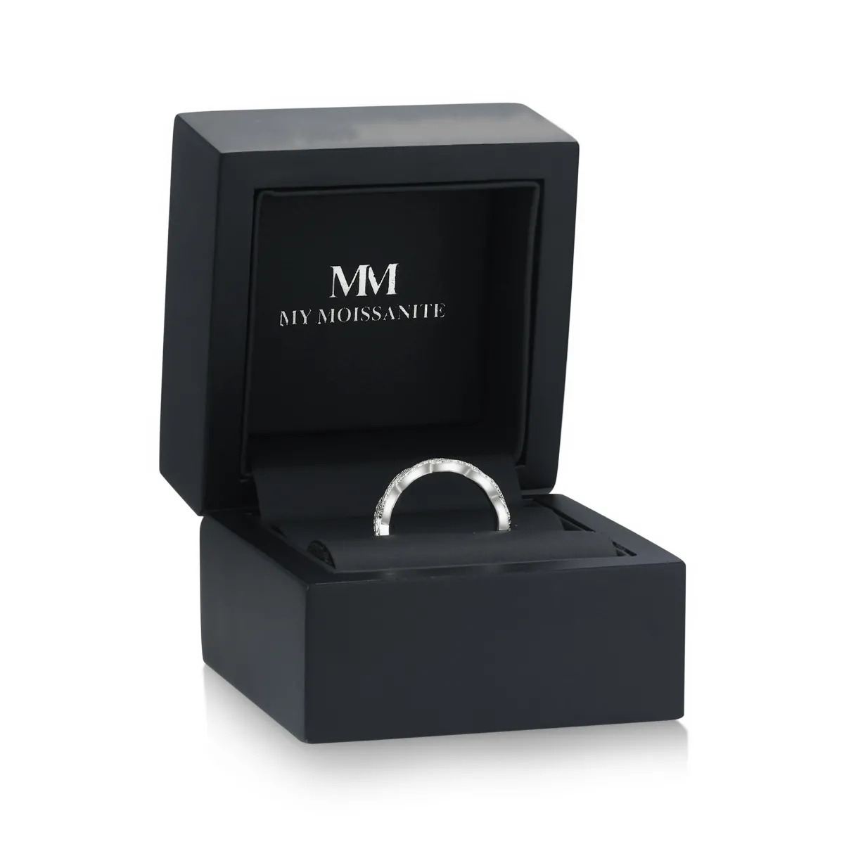 Seraph - Moissanitowy Pierścionek Eternity z Przeplatanym Pavé Projektem