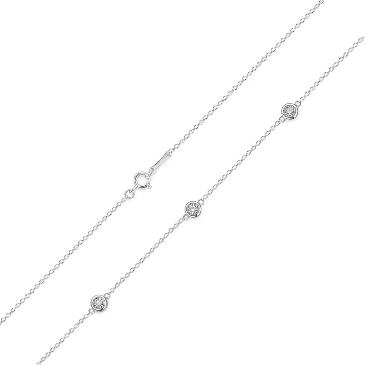 Circa - Naszyjnik z Oprawą Bezel z Moissanitem z Regulowanymi Łącznikami