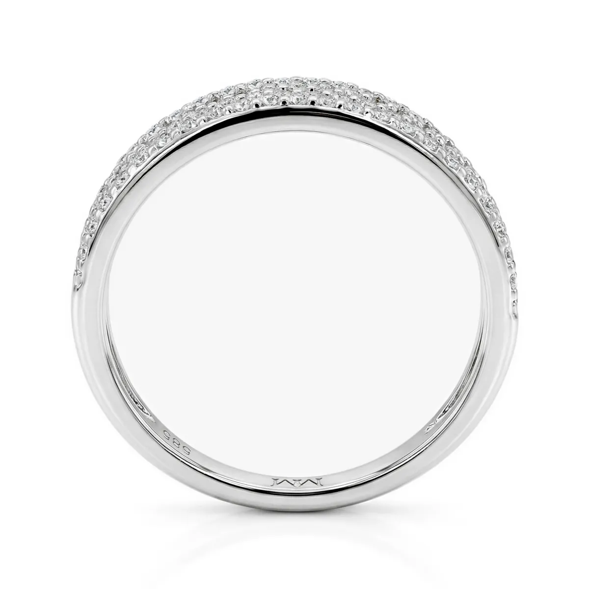 Glissade - Pierścionek z Moissanit z Oprawą Pavé i Zwieńczeniem Z Profilami