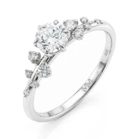 Aurora - Pierścionek z Moissanitem i Minimalistycznymi Kamieniami Bocznymi