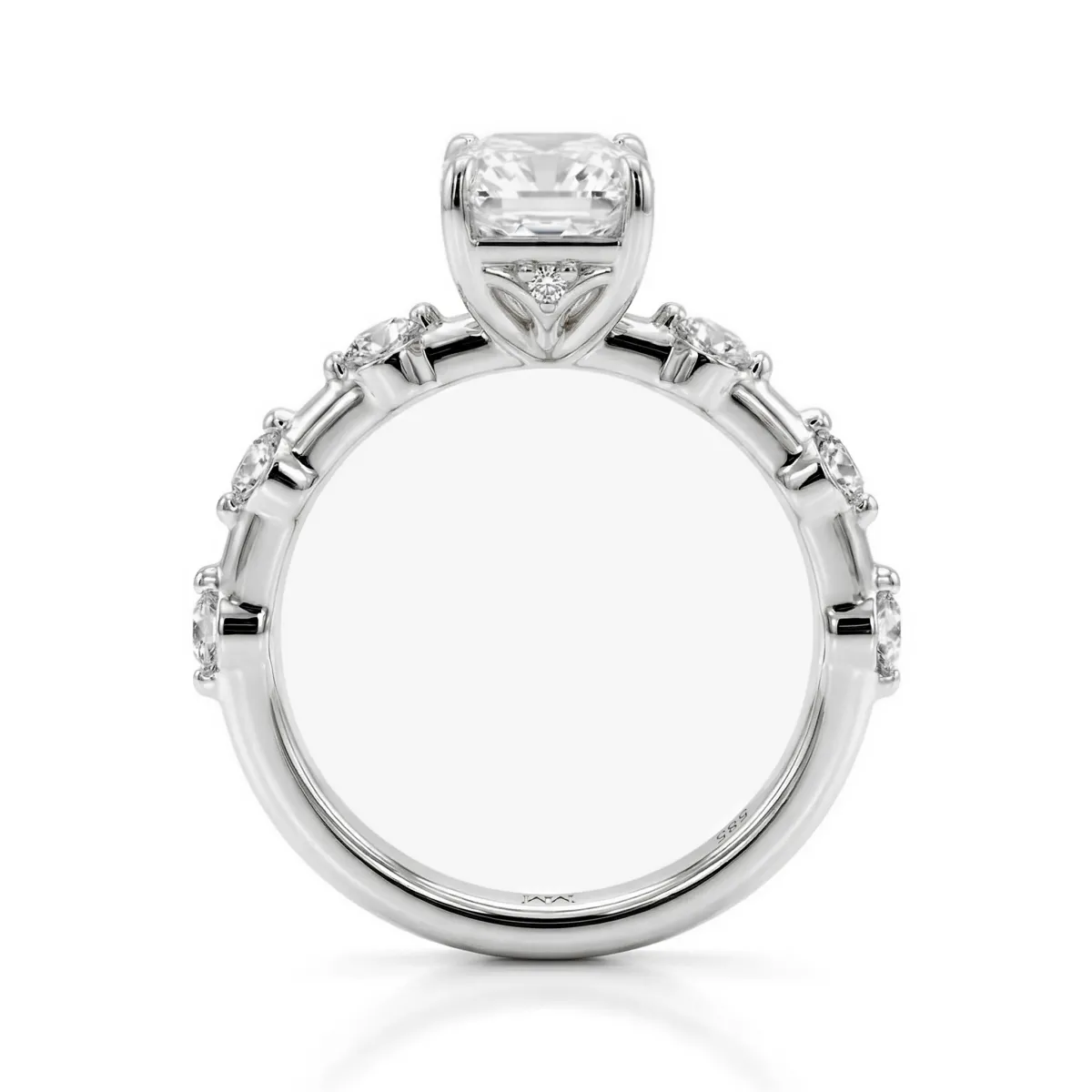 Isla - Pierścionek z Moissanitem z Kamieniami Bocznymi | Szlif Radiant