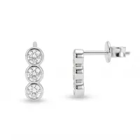 Tri-Bezel - Kolczyki Sztyfty z Moissanitem | Oprawa Bezel