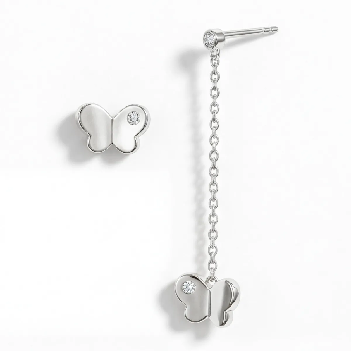Butterfly Drops - Wiszące Kolczyki z Moissanitem