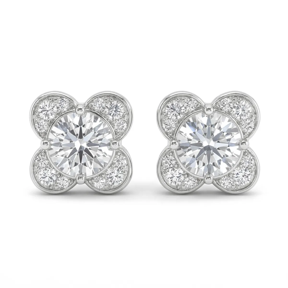 Moissanite Blooms - kolczyki sztyfty z moissanitem