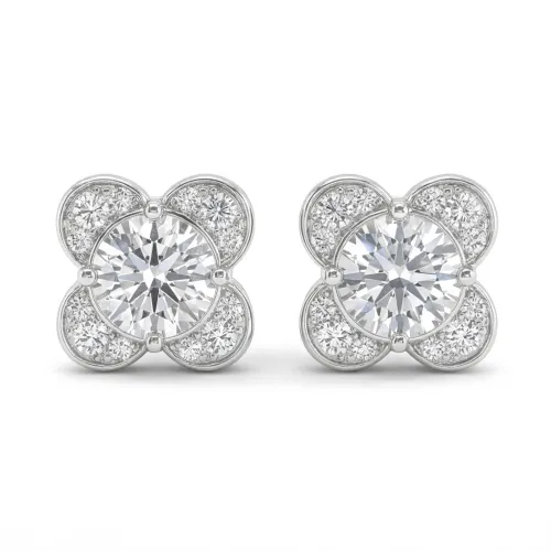 Moissanite Blooms - Kolczyki Sztyfty z Moissanitem