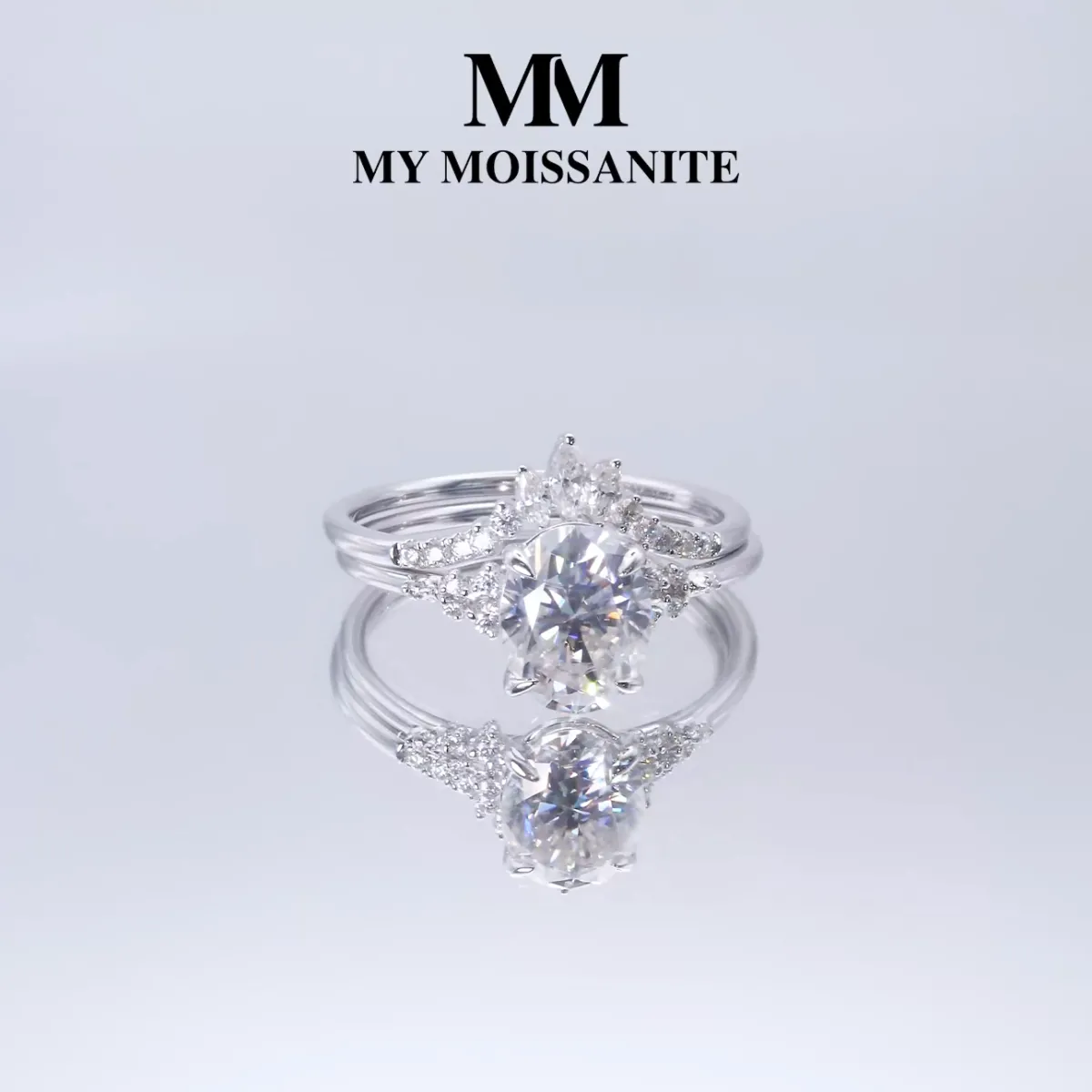 Zestaw Ethereal Elegance - Ovaline & Serenella Moissanite Bridal Set z markizowymi akcentami