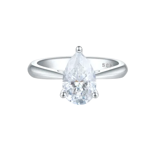 Larissa - Pear Solitaire Moissanite Ring
