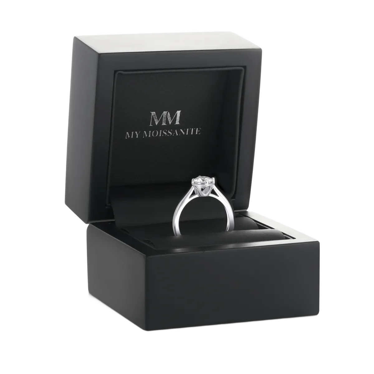 Unum - regulowany pierścionek z pasjansem i moissanitem