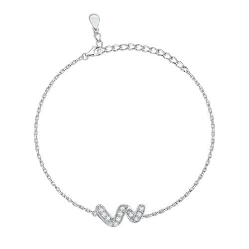 Serpentine - Bransoletka Moissanit Infinity z Kamieniami w Ustawieniu Pave