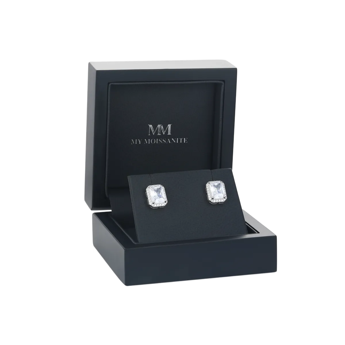 Aura - Kolczyki sztyfty Halo Radiant Moissanite