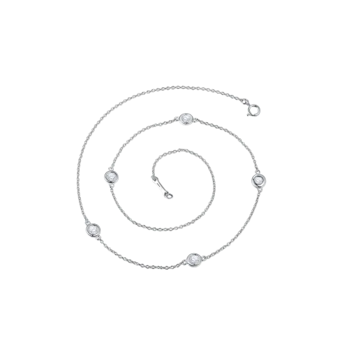 Circa - Naszyjnik z Oprawą Bezel z Moissanitem z Regulowanymi Łącznikami