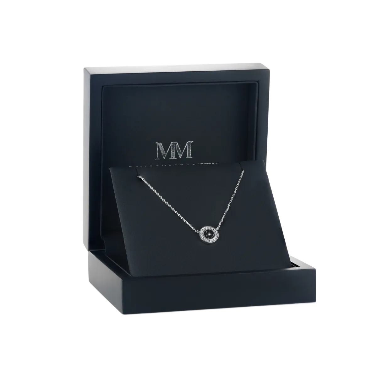 Nightfall - Wisiorek z Czarnym Moissanitem i Ozdobną Ramą