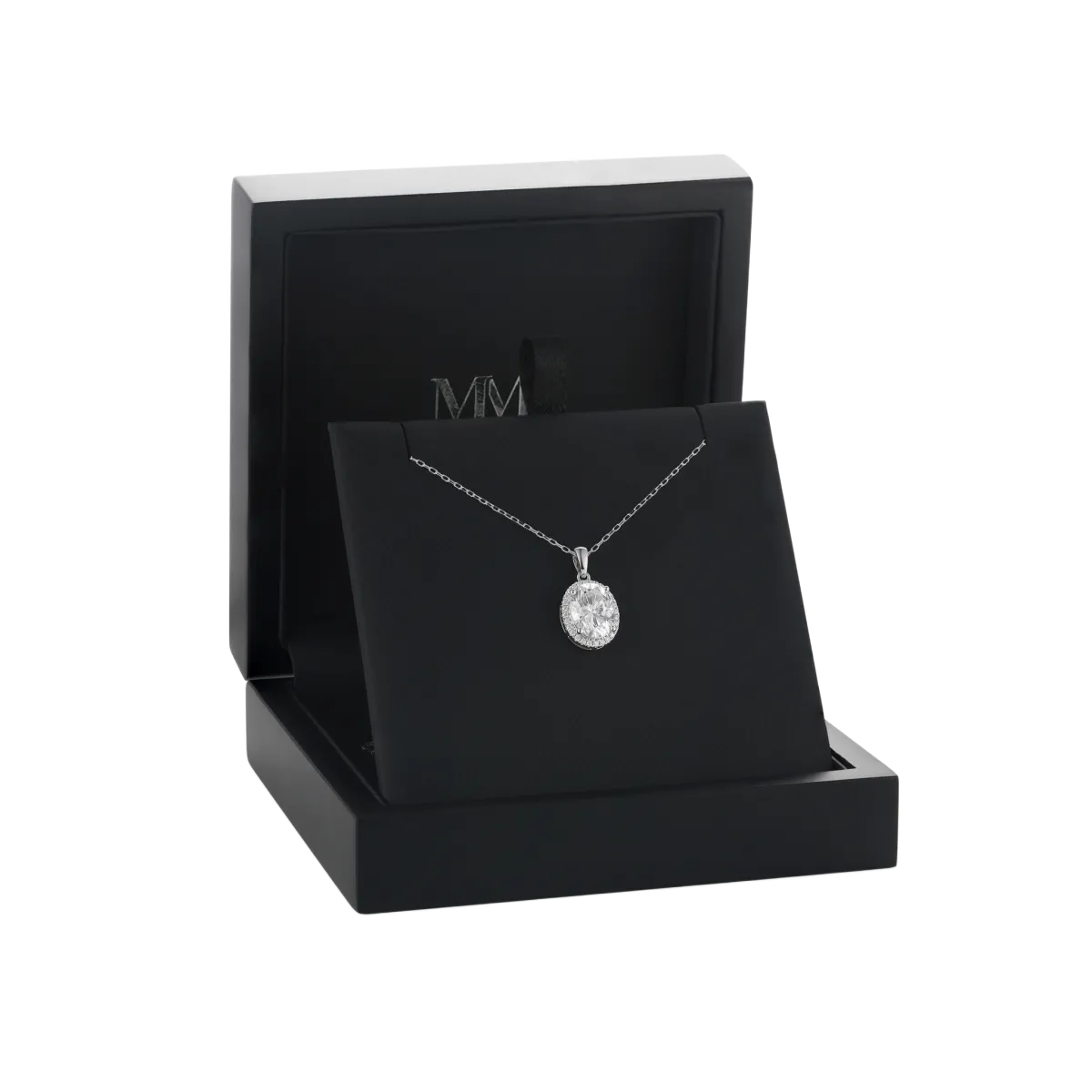 Clarique - Klasyczna Owalna Wisior Moissanit z Pavé Halo