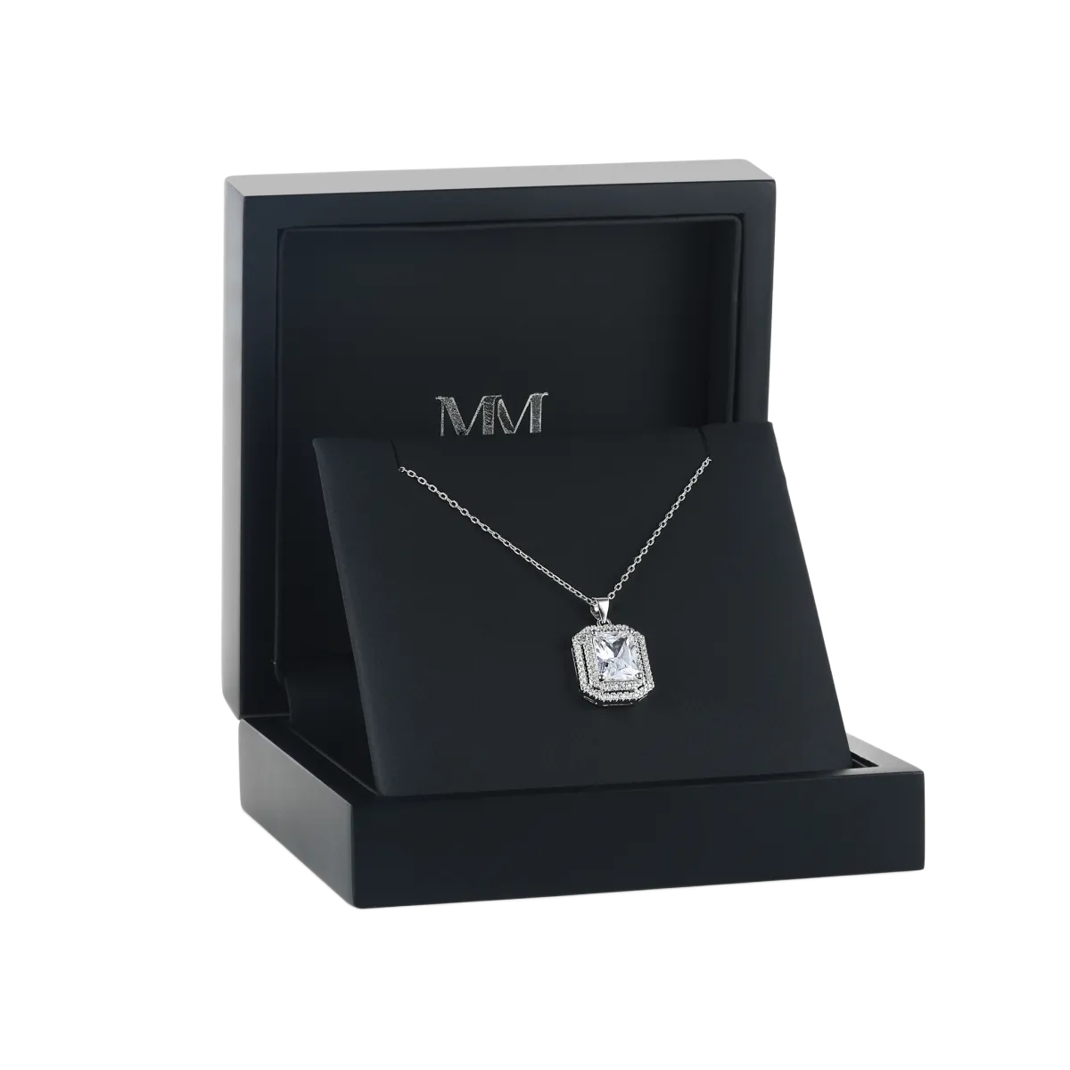 Cristallo - Naszyjnik z Moissanitu w Radiant Z Podwójnym Halo