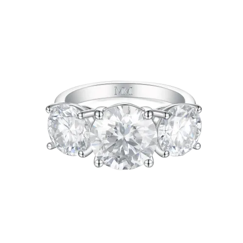 Triadique - Klasyczny Trzykamieniowy Pierścionek Zaręczynowy Z Moissanitu