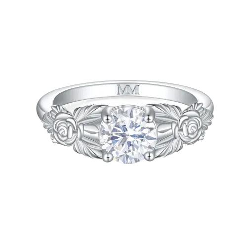Roselle - Kwiatowy Moissanitowy Pierścionek Zaręczynowy z Pavé