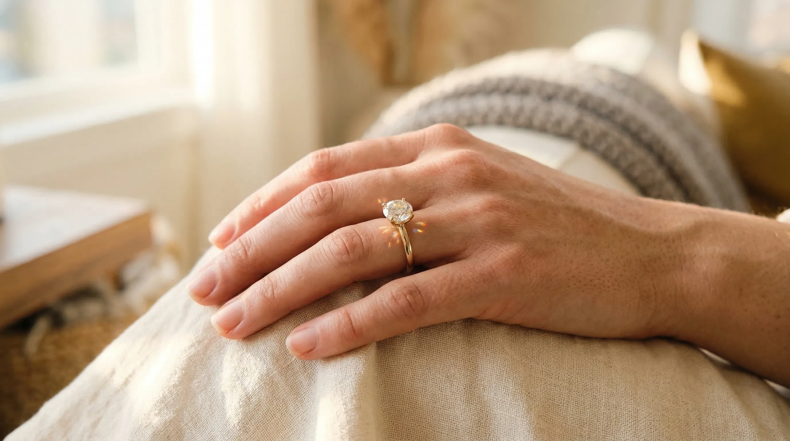 Pierścionek zaręczynowy z moissanitem ukazujący doskonały blask i ogień