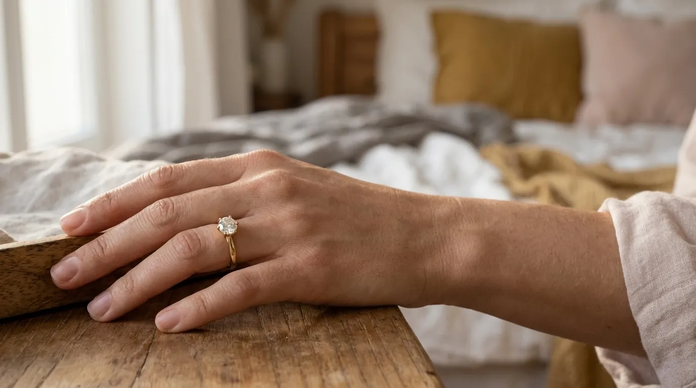 My Moissanite ring in warm natural light